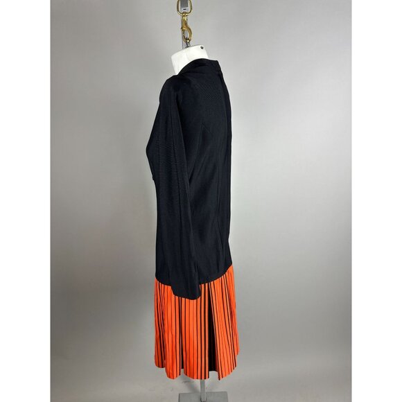 Vtg 60s Hazel Greer Black Orange Drop Waist Neck Tie Halloween Dress Size M/L - Picture 4 of 6